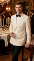 Men’s Ivory Double Breasted Tuxedo Dinner Jacket, Cream Off White Formal Wedding Blazer