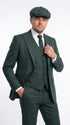 Thomas Shelby Peaky Blinders Green Pinstripe 3-Piece Wool Suit – Vintage 1920s Gangster Wedding Suit for Men