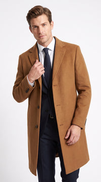 Men’s Brown Vicuna Overcoat – 3 Button Single Breasted Luxury Full Length Dress Coat