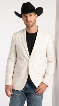 Men’s White Western Blazer, 2 Button Cowboy Sport Coat – Saco Vaquero Para Hombre for Weddings and Rodeo Events