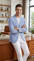 Men’s Carolina Blue Seersucker Sport Coat, Two Button Lightweight Summer Blazer