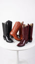 Los Altos Men’s Genuine Eel Skin Cowboy Boots LAB-6508, Round Toe Western Boots in Black, Cognac and Burgundy