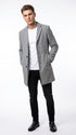 Men’s Light Grey Fitted Wool Peacoat – Modern Slim Cut Single-Breasted Coat