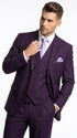 Men’s Purple 2 Button Fashion Suit with Double Breasted Vest, Formal Wedding Prom Dress Suit