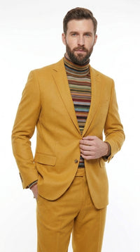 Men’s Travis Kelce Inspired Yellow Suit, Mustard Gold 2 Piece Fashion Suit for Parties and Events