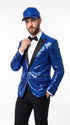 Men’s Royal Blue Sequin Suit, Shiny Metallic Stage Tuxedo Jacket and Pants for Groom and Prom