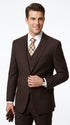 Men’s Brown Tone on Tone Pinstripe Suit, Classic Fit Formal Wedding Business Suit