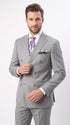Men’s Light Grey Double Breasted Suit, Classic Fit Silver Gray Luxury Wedding Business Suit
