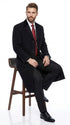 Men’s Black Chesterfield Overcoat, Full Length Wool and Cashmere Dress Coat