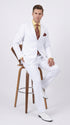Men’s White Classic Fit 3 Button Poplin Suit, Two Piece Formal Wedding Dress Suit