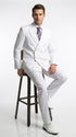 Men’s White Classic Double Breasted Poplin Suit, Formal Two Piece Wedding Dress Suit