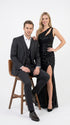 Men’s Black Sharkskin 3 Piece Suit, Single Breasted Notch Lapel Formal Wedding Business Suit