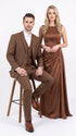 Men’s Brown Sharkskin 3-Piece Suit – Regular Fit Single-Breasted Wedding, Business and Formal Suit