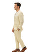 Mens Two Piece Linen Suit Relaxed Hybrid Fit No Collar
