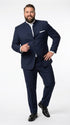 Men’s Navy Blue Mandarin Collar Suit, Dark Blue Banded Collar Formal Wedding Dress Suit