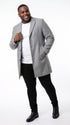 Men’s Light Grey Fitted Wool Peacoat – Modern Slim Cut Single-Breasted Coat