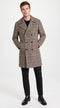 Men’s Black and White Plaid Wool Peacoat, Formal Winter Dress Coat for Business and Casual Wear