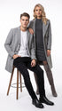 Men’s Light Grey Fitted Wool Peacoat – Modern Slim Cut Single-Breasted Coat