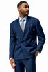 Mens Modern Fit Double Breasted Shawl Lapel Suit in Navy