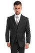 Men's Vested Two Button Solid Color Wedding & Business Suit In Black