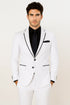 All White Mens Tuxedo -  Wedding Suit - Mens Two Button Slim Fit Vested Prom Tuxedo Suit With Trim In White