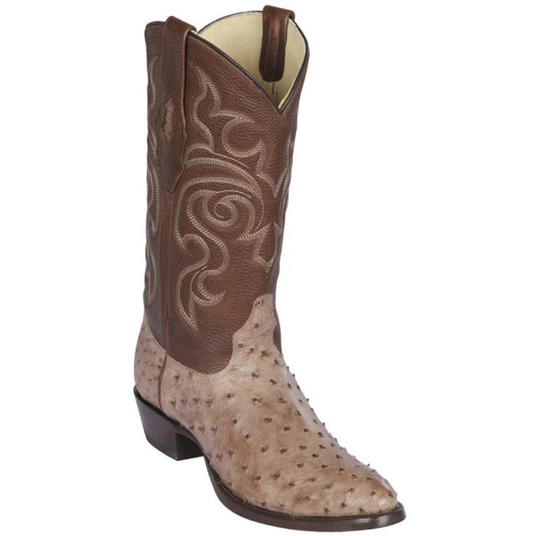 Los Altos Boots - Mens Dress Cowboy Boot - Low Priced Moka Ostrich Boots R-Toe-  in Moka