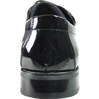 Bravo Mens Plain Round Toe Shiny Patent Tuxedo Shoe in Black