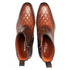 Musico Dark Cognac/Chocolate Calfskin with Contrast-Braided Sole Dress Zip Boots By Mezlan Made In Spain Brand