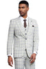 Men's Stacy Adams One Button Peak Lapel Vested Windowpane Plaid Suit in Grey & Blue