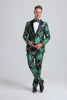 Men's Green & Black Floral Paisley Prom Tuxedo Green Prom Tuxedos Floral Prom Tuxedos