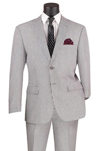 Men's 2pc Summer Seersucker Modern Fit  Black Suit