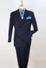 Mens Classic Double Breasted Luxury Wool Feel Suit In Navy