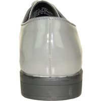 Bravo Mens Classic Plain Square Toe Shiny Patent Tuxedo Dress Shoe in Grey