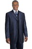 Mens 3 Button Tonal Sharkskin Peak Lapel Vested Fashion Suit in Navy