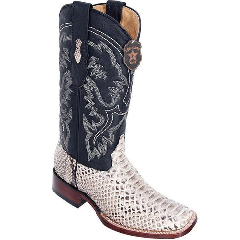 Los Altos Boots - Mens Dress Cowboy Boot - Low Priced Natural Python Square Toe Boots- in Natural