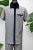 Mens Navy White Houndstooth Short Sleeve Walking Suit