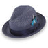 Castor Crushable Straw Hat Fedora in Navy