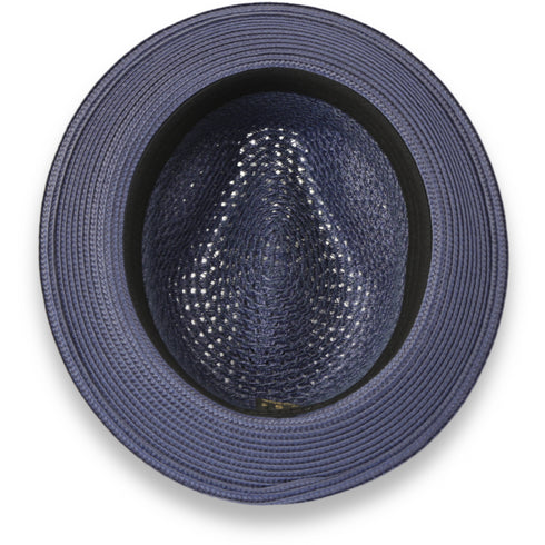 Castor Crushable Straw Hat Fedora in Navy