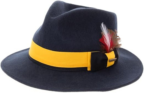 Grayson Fedora Crushable 100% Australian Wool Traveler Two Tone Navy Hat