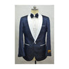NavyBlueAnd White Two Toned Paisley Floral Blazer