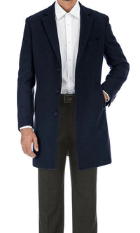 Navy Fall/Winter Essential Slim Fit Overcoat Wool Blend