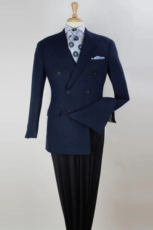 Mens Classic Fit Double Breasted Navy Sportcoat Blazer