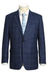 Mens Two Button Classic Fit Wool Sport Coat Navy Plaid Blazer