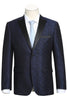 Mens Two Button Peak Lapel Paisley Navy Blue Prom Tuxedo Blazer
