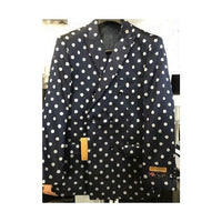 Navy Blue Or Black and  White Polk Dot Double Breasted Blazer