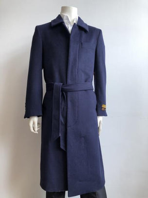 BLACK FAUX FUR COAT COLLAR 3 BUTTONS BELTED STYLE OVERCOAT