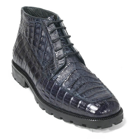 Navy Genuine Caiman Crocodile Belly Ankle Los Altos Boot