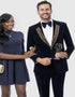 Blue Wedding Tuxedo - Mens Modern Fit Velvet Tuxedo Suit with Gold Sequin Lapel Embellishment in Navy Blue