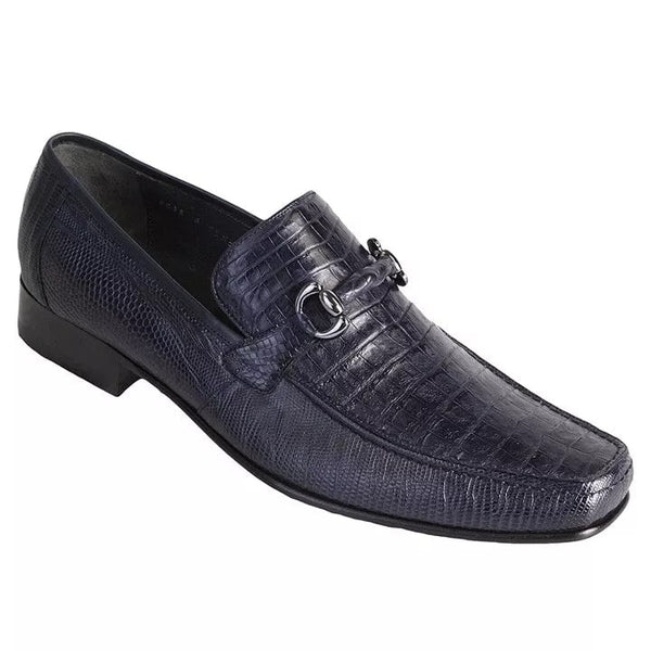 Navy Genuine Caiman Belly & Lizard Slip On By Los Altos