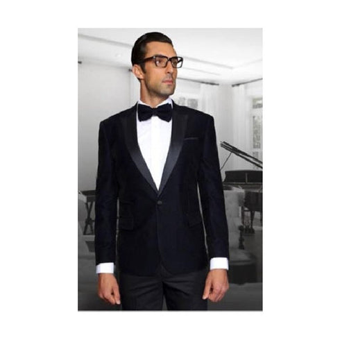 Navy One Button Velvet Fabric Sportcoat Jacket